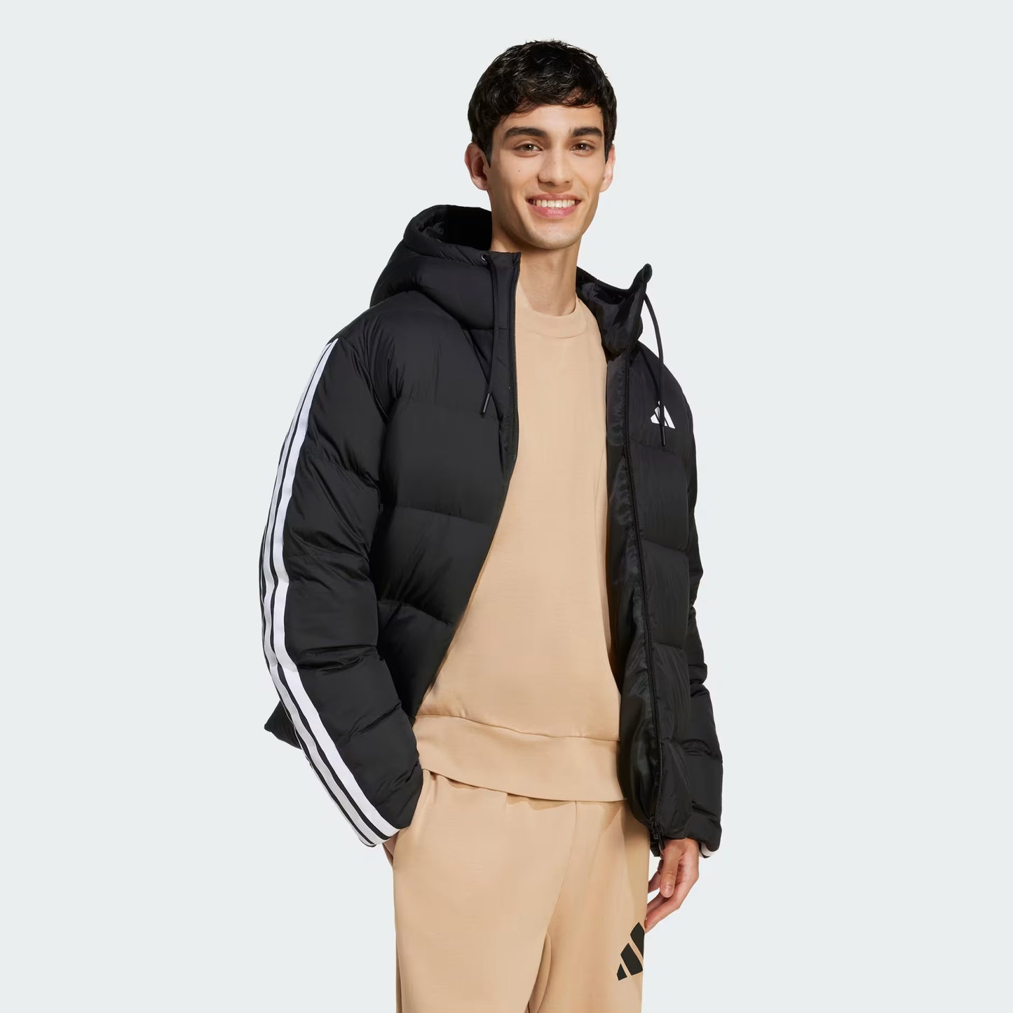 Essentials Climawarm 3-Stripes Puffer Down Hooded Jacket