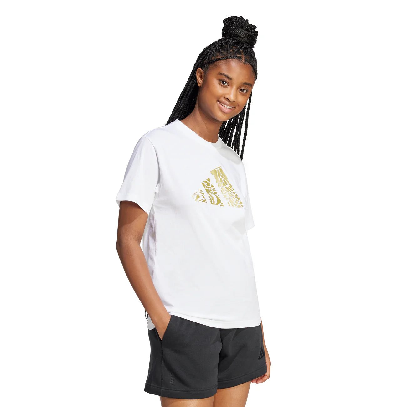 ADIDAS T-SHIRT TECH METALLIC CON STAMPA DONNA