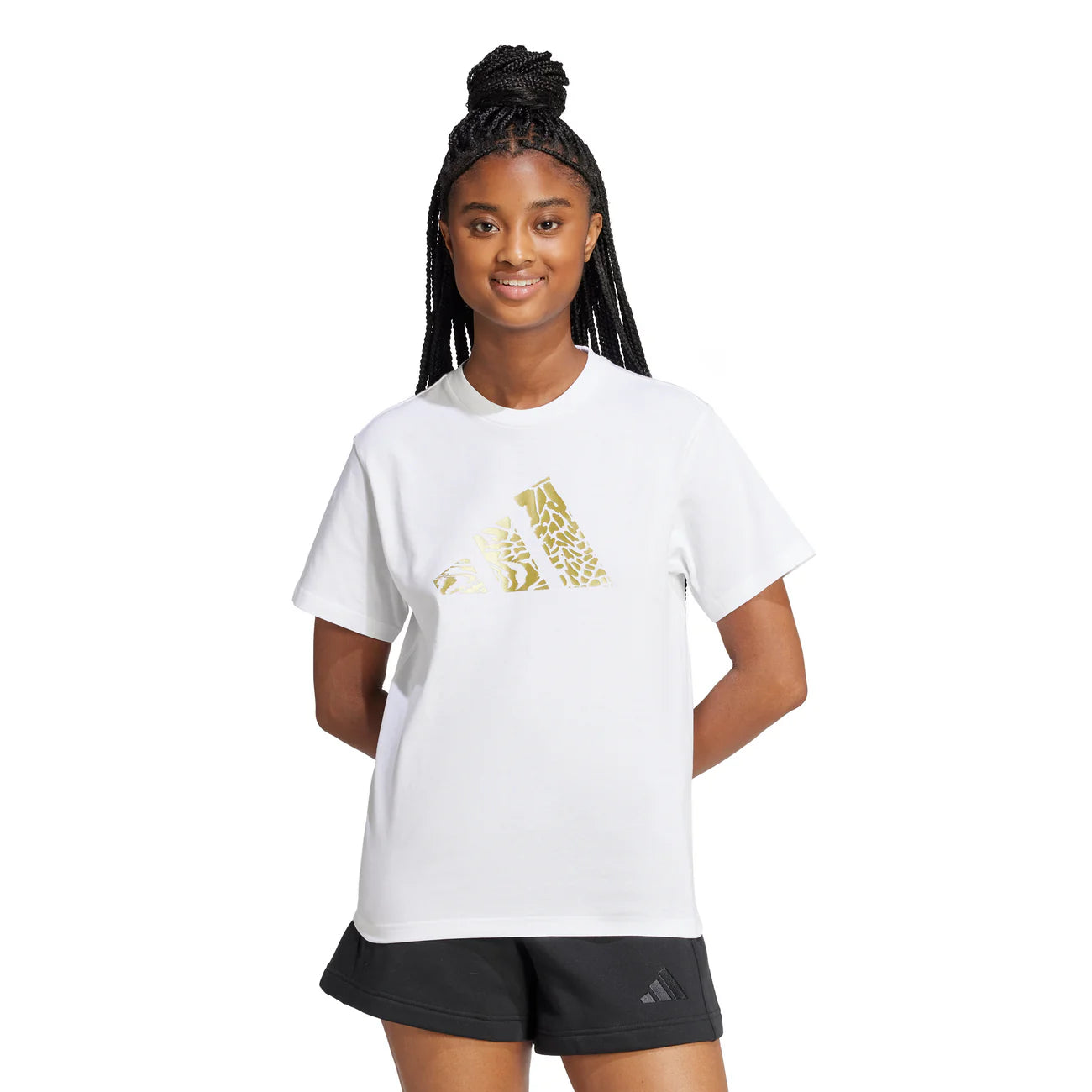 ADIDAS T-SHIRT TECH METALLIC CON STAMPA DONNA