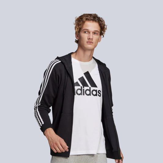 Essentials French Terry 3-Stripes Full-Zip Hoodie